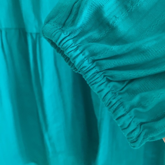 Green Cotton Long Sleeve Tiered Dress - Picture 4 of 7